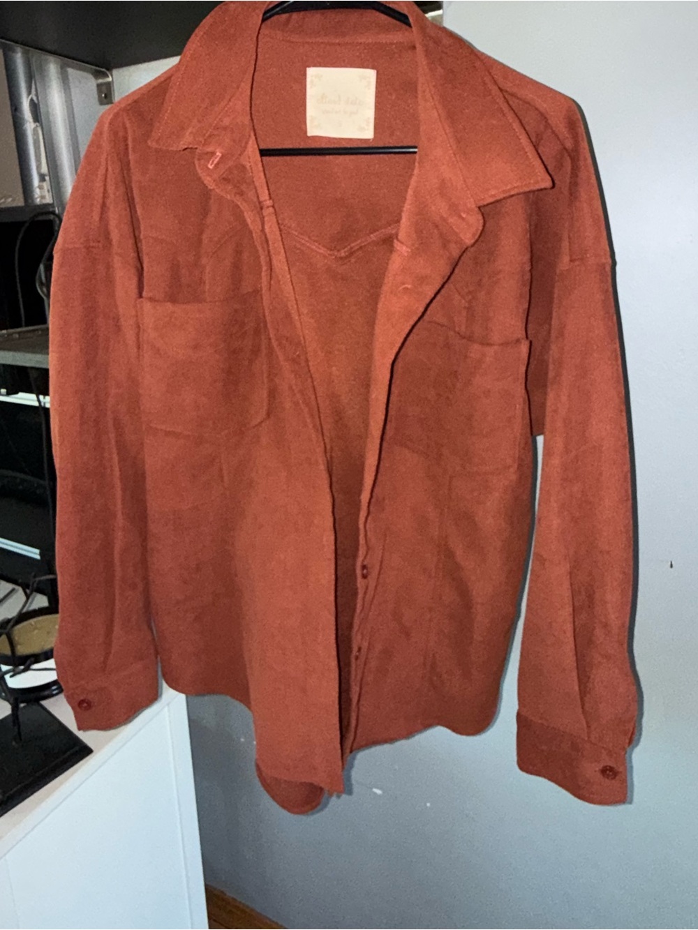 Altar'd State Womens Brown Collared Long Sleeve Button-Up Top S